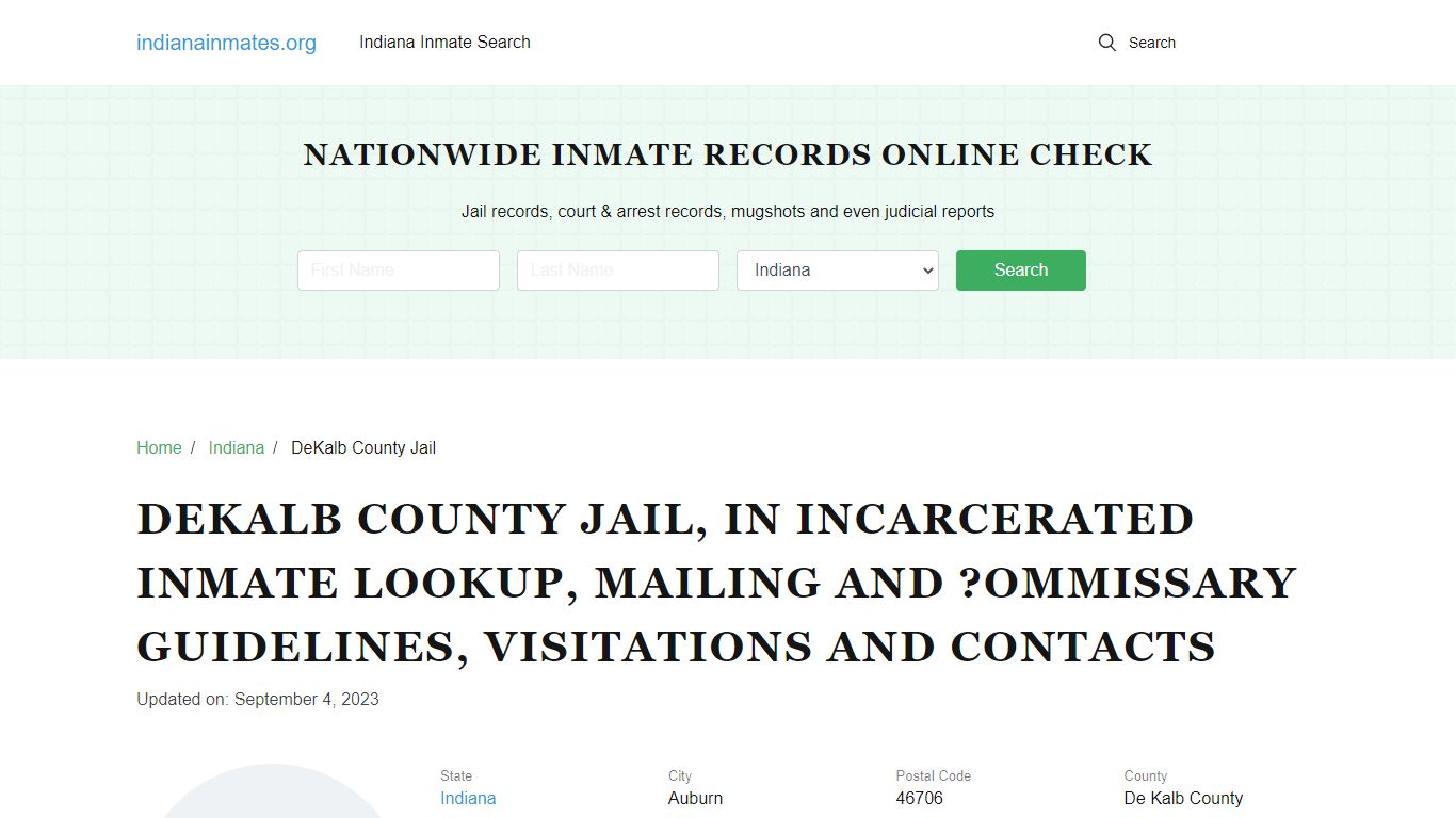 DeKalb County Jail, IN: Offender Locator, Visitation & Contact Info